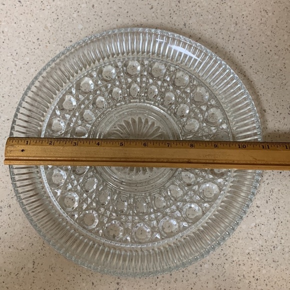 Indiana Glass Co - Clear Glass Button & Cane Serving Bowl and Platter -Set/Lot - Picture 4 of 10